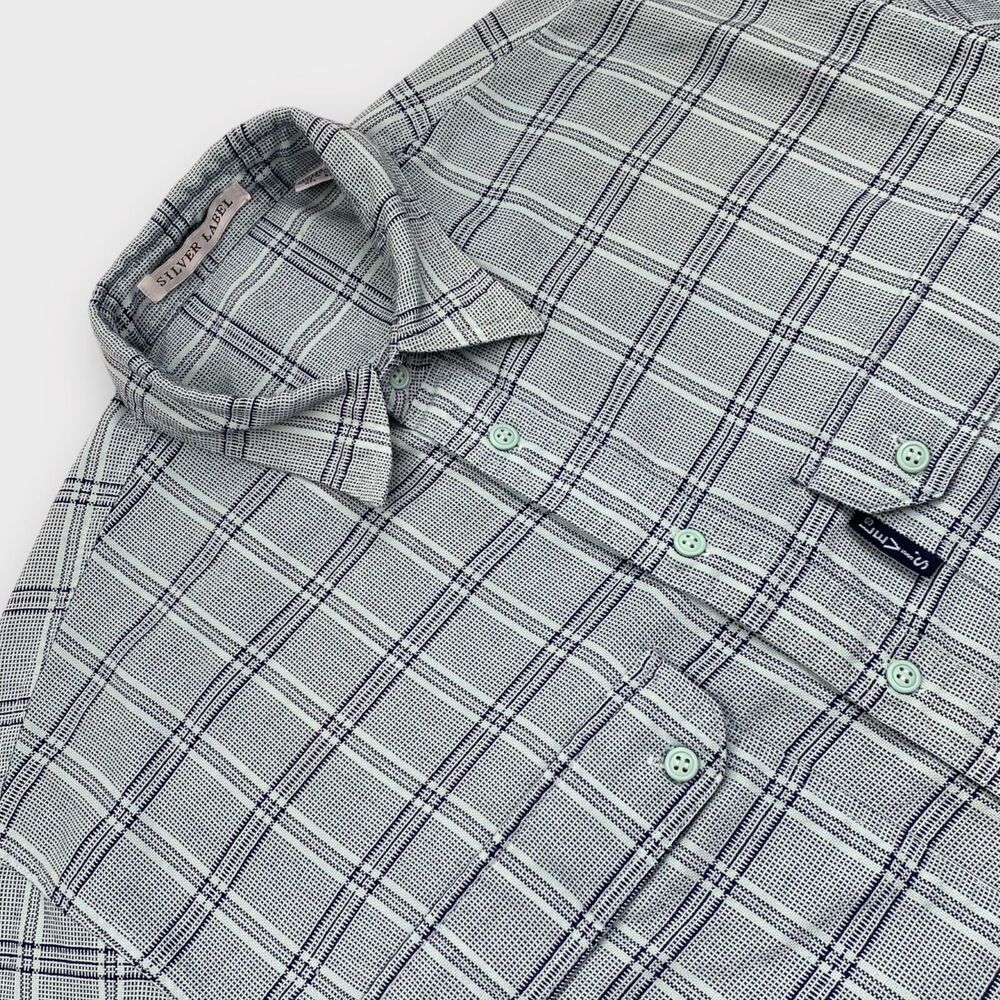 VINTAGE 70s Levis Shirt Mens Medium Mint Green Check Silver Label Button Up BigE